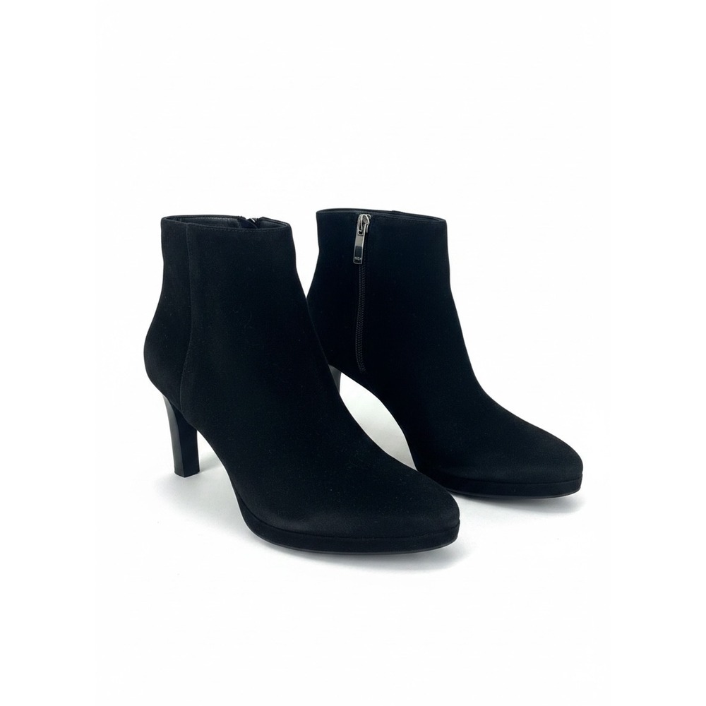 Aquatalia Black Suede Platform Ankle Boots Almond Toe‎ Size 9